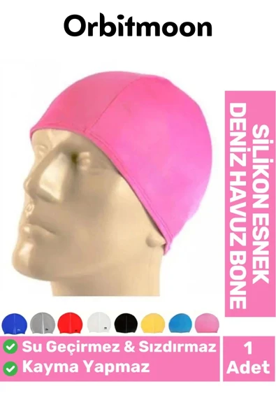 Premium Seri Su Geçirmez Sızdırmaz Kaymaz Silikon Yüzücü Elastik Yüzme Şapkası Havuz Deniz Bonesi ürün görseli