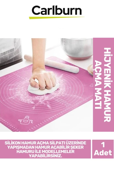 Özel Üretim Hijyenik Pratik Ölçekli Gıda Uyumlu Silikon Kaymaz 50x40cm Hamur Açma Matı