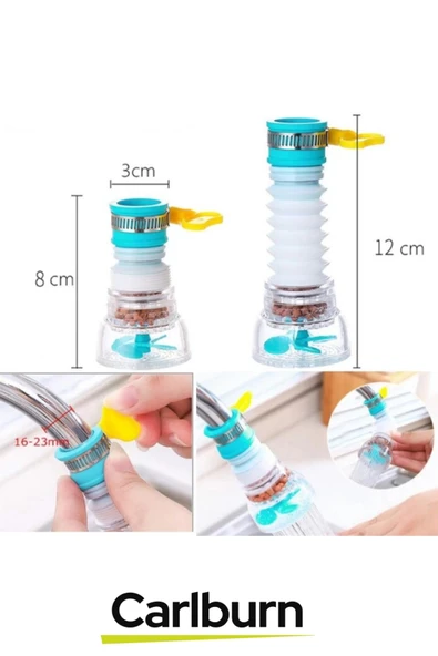 Özel Tasarım 360 Derece Oynar Su Tasarruflu Mineral Taşlı Başlıklı Pervaneli Musluk Başlığı - 3