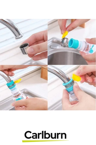 Özel Tasarım 360 Derece Oynar Su Tasarruflu Mineral Taşlı Başlıklı Pervaneli Musluk Başlığı - 4