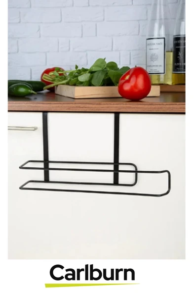 Özel Üretim 28x13 cm Metal İz Bırakmayan Kolay Montaj Dayanıklı Siyah Dolap İçi Kağıt Havluluk Askı - 3