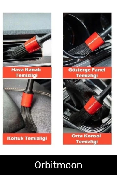 Yeni Seri Pratik Islak Kuru Otomobil Oto Araç Araba Klima Temizlik Detay Fırçası 5+1 Set - 3