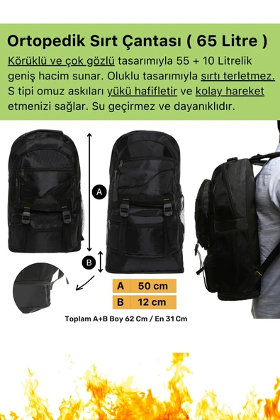 Premium Tam Kapsamlı Hazır Yangın Tüpü Battaniye Kazma Kürek Baret Dahil Acil Durum Sırt Çantası - 4