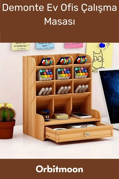 Yeni Seri Dayanıklı Kolay Montaj Bölmeli Çekmeceli Demonte Ev Ofis Çalışma Masası Ahşap Organizer