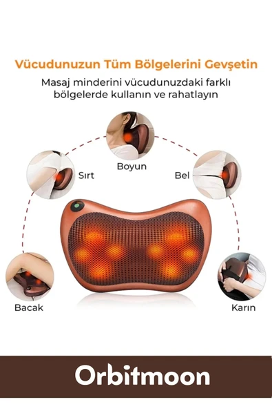 Premium Yıkanabilir Kılıflı Aydınlatma Kutulu 4 Başlıklı Araç Ev Ofis Omuz Boyun Sırt Masaj Aleti - 2