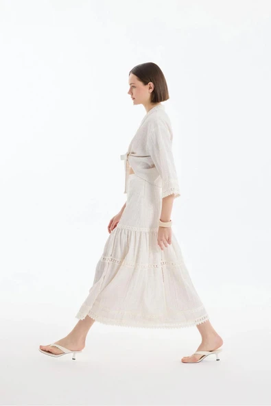 Quzu Şerit Detaylı Etek 25YETK00381 - Resim 8