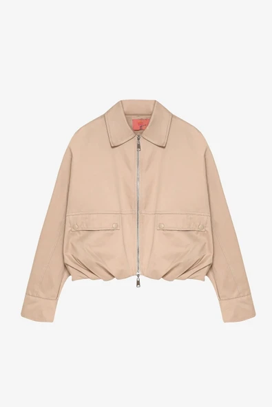 Quzu Tiktak Detaylı Kadın Bomber Ceket - Resim 7