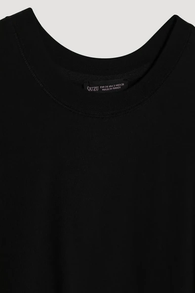 Quzu Bisiklet Yaka Düz Kadın T-shirt 25YTSH00186 - 6