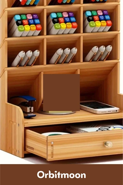 Yeni Seri Dayanıklı Kolay Montaj Bölmeli Çekmeceli Demonte Ev Ofis Çalışma Masası Ahşap Organizer - 4