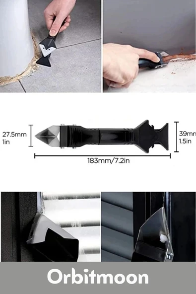 Premium Ürün Fayans Banyo Mutfak Silikon Derz Kazıyıcı Sıyırıcı Uygulayıcı 3 in 1 Aparat - 2
