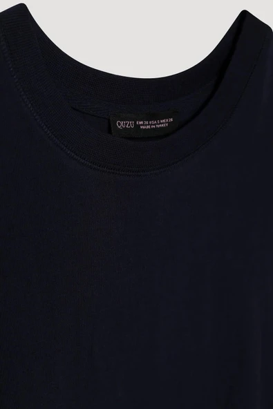 Quzu Bisiklet Yaka Düz Kadın T-shirt 25YTSH00186 - 2