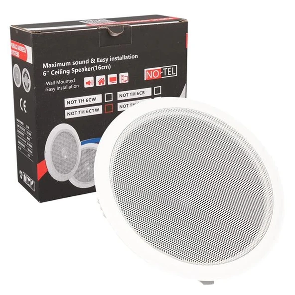 NO-TEL TH6CTW 6'' 16 CM 20 Watt Beyaz Alçıpan Trafolu Hoparlör - Resim 4