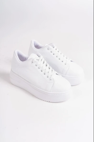 BIANA Bağcıklı Ortopedik Taban Kadın Sneaker Spor Ayakkabı  CBT - Beyaz - 4