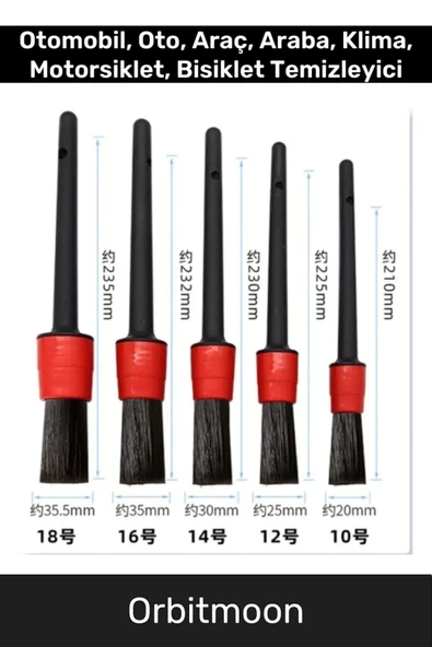 Yeni Seri Pratik Islak Kuru Otomobil Oto Araç Araba Klima Temizlik Detay Fırçası 5+1 Set - 2