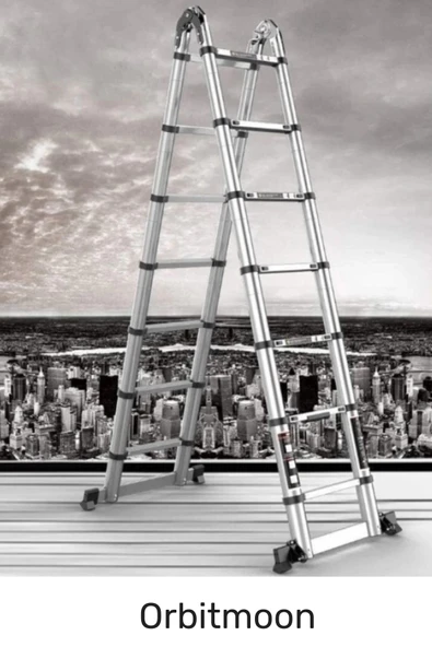 Kaymaz Ayak Dayanıklı Alüminyum Çift Taraflı Açık Hali 3.8 Metre Çok Fonksiyonlu Teleskopik Merdiven - 5