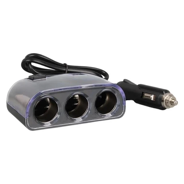 Olesson 1505 12-24V Çift USB Girişli 120W 80cm Kablolu 3'LÜ Araç Çakmak Çoklayıcı - Resim 2
