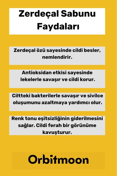 Özel Üretim Doğal El Yüz Saç Vücut Güzel Koku Leke Karşıtı Orijinal Zerdeçal Ekstraktı Sabunu 4 Adet - Resim 2