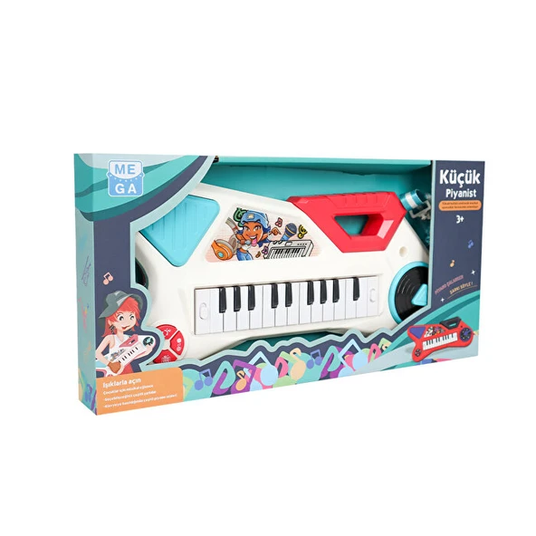 Mega Küçük Piyanist 22 Tuşlu Piyano 24805 Beyaz - Resim 2