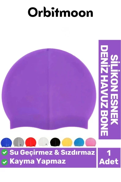 Premium Seri Su Geçirmez Sızdırmaz Kaymaz Silikon Yüzücü Elastik Yüzme Şapkası Havuz Deniz Bonesi ürün görseli