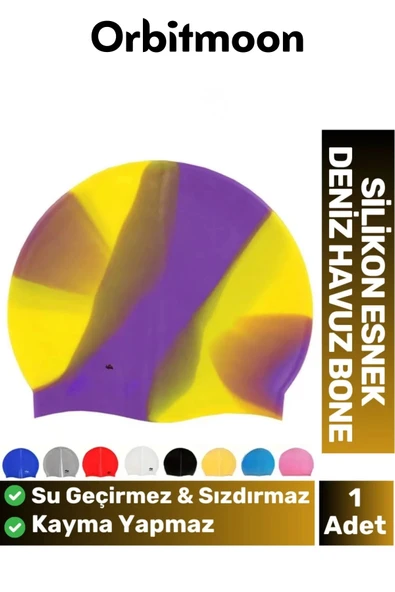 Premium Seri Su Geçirmez Sızdırmaz Kaymaz Silikon Yüzücü Elastik Yüzme Şapkası Havuz Deniz Bonesi ürün görseli