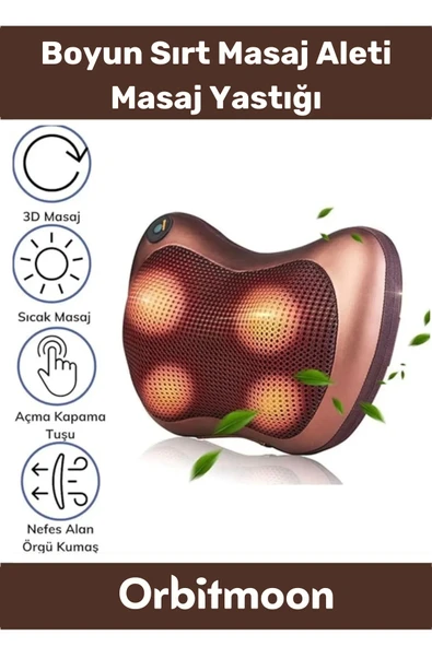 Premium Yıkanabilir Kılıflı Aydınlatma Kutulu 4 Başlıklı Araç Ev Ofis Omuz Boyun Sırt Masaj Aleti