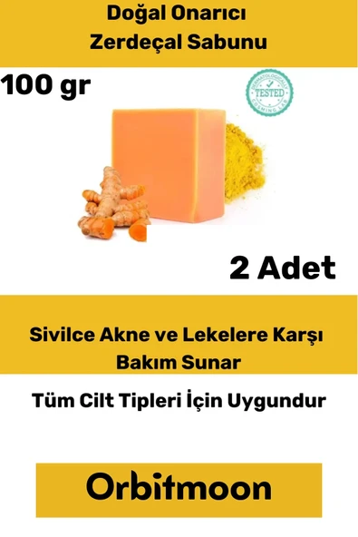 Özel Üretim Doğal El Yüz Saç Vücut Güzel Koku Leke Karşıtı Orijinal Zerdeçal Ekstraktı Sabunu 2 Adet ürün görseli 1