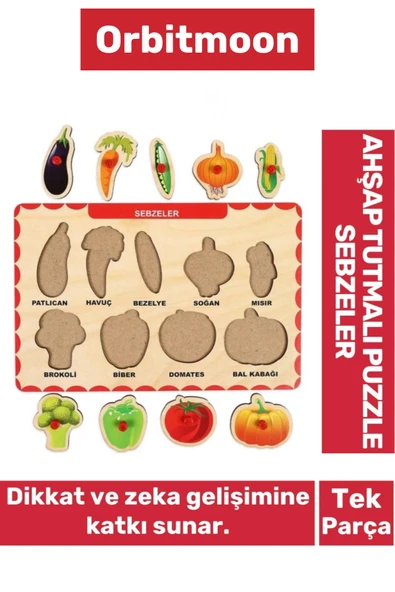 Premium Üretim Zeka Geliştirici Eğitici Öğretici Ebeveyn Çocuk Sebzeler Ahşap Tutmalı Puzzle