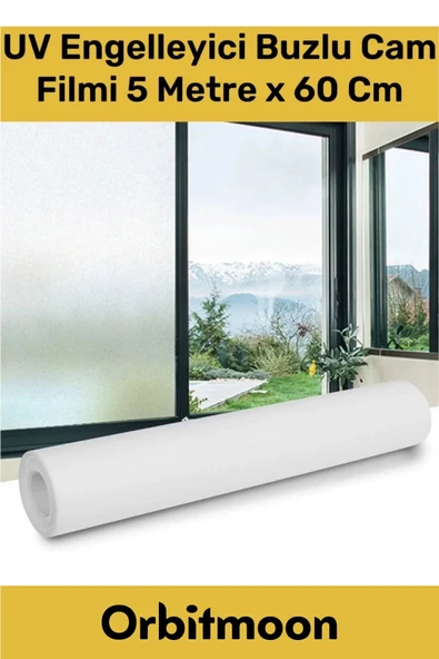 Premium Seri İz Bırakmayan İç Göstermeyen Yapışkan UV Engelleyici Buzlu Cam Filmi 5 Metre x 60 Cm