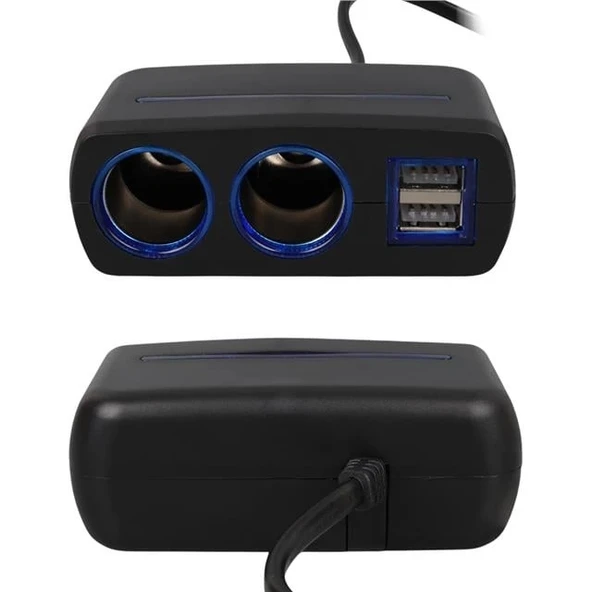 Olesson 1638 12-24V Çift USB Girişli 120W 80 CM Kablolu 2'LI Araç Çakmak Çoklayıcı - Resim 4