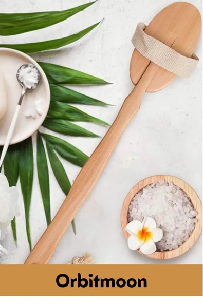 Premium %100 Doğal Yumuşak Vücut Masajı Selülit Önleyici Saplı At Kılı Uzun Banyo Duş Fırçası - 4