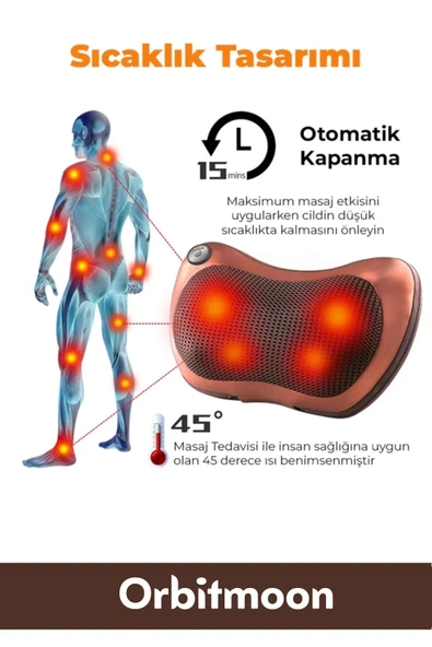 Premium Yıkanabilir Kılıflı Aydınlatma Kutulu 4 Başlıklı Araç Ev Ofis Omuz Boyun Sırt Masaj Aleti - 3