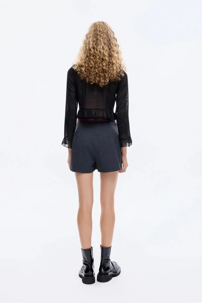 Quzu Şerit Detaylı Şort Etek 26KSRT00794 - Resim 12