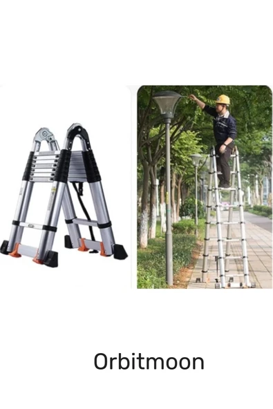 Kaymaz Ayak Dayanıklı Alüminyum Çift Taraflı Açık Hali 3.8 Metre Çok Fonksiyonlu Teleskopik Merdiven - 4