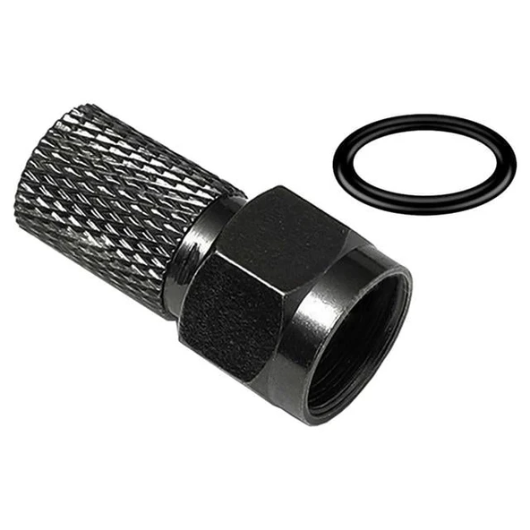 Fully E-325 Siyah Contalı RG6/U6 22mm 1.Kalite F Konnektör (100'lü Poşet) ürün görseli 1