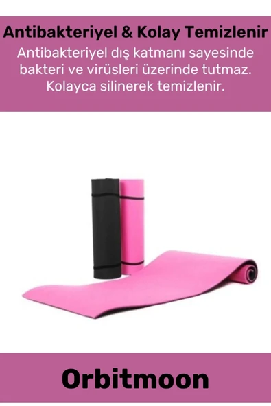 Premium Antibakteriyel Silinebilir Çift Taraflı Kaymaz Silinebilir Yoga Meditasyon Minderi 6,5mm Mat - 4