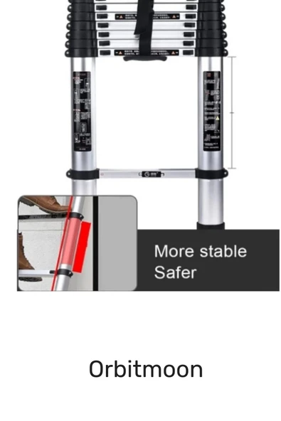 Kaymaz Ayak Dayanıklı Alüminyum Çift Taraflı Açık Hali 3.8 Metre Çok Fonksiyonlu Teleskopik Merdiven - 3