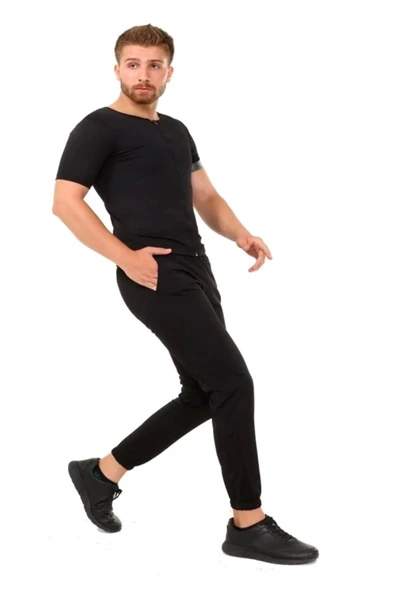 Özel Üretim Rahat Şık Destekleyici Terleme Hızlandırıcı Kısa Kol Termal Sauna Eşofman Takım - 3