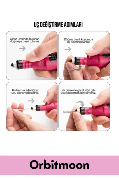 Profesyonel Seri 9v Elektrikli 6 Başlıklı Bakım Törpü Tırnak Ayak Nasır Mantar Manikür Pedikür Seti - Resim 6