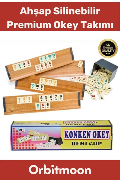 Premium Çizilmeye Dayanıklı Silinebilir Antibakteriyel Kir Tutmayan Konken Ahşap Okey Takımı