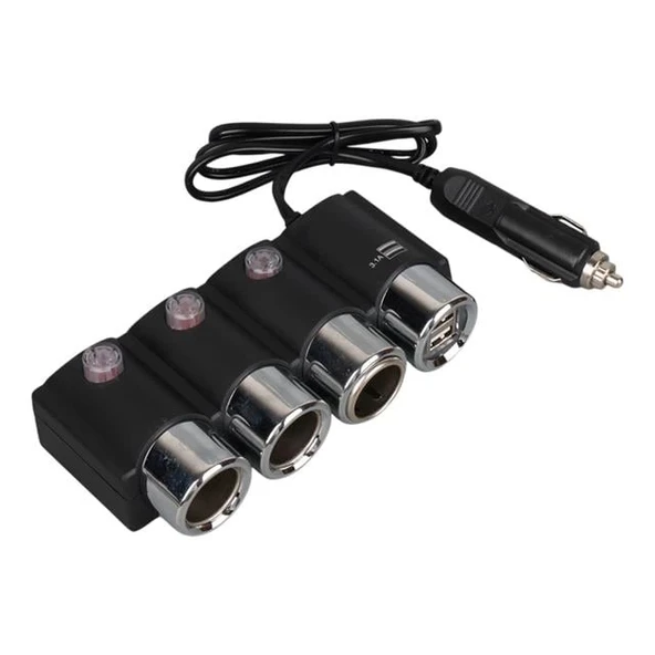 Olesson 1508 12-24V Çift USB Girişli 120W 80cm Kablolu 3'lü Araç Çakmak Çoklayıcı - Resim 5