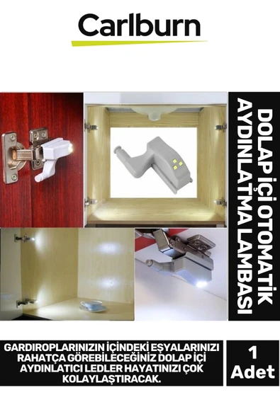 Premium Tak Çıkar Sensörlü Düğmeli Led Işıklı Dolap İçi Otomatik Aydınlatma Lambası 1 Adet