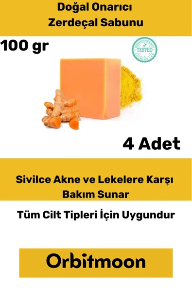 Özel Üretim Doğal El Yüz Saç Vücut Güzel Koku Leke Karşıtı Orijinal Zerdeçal Ekstraktı Sabunu 4 Adet ürün görseli 1