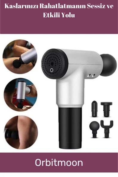 Kas Rahatlatıcı Boyun Bel Sırt Bacak Ayak Fısıltı Sesli Hafif Şarjlı 4 Başlıklı Masaj Tabancası - 2