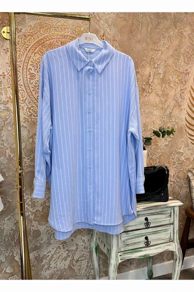 Quzu Oversize Kadın Gömlek 25YGML00477 - Resim 4