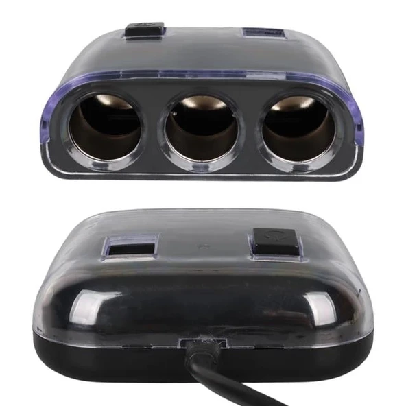 Olesson 1505 12-24V Çift USB Girişli 120W 80cm Kablolu 3'LÜ Araç Çakmak Çoklayıcı - Resim 4