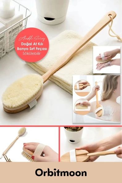 Özel Seri %100 Doğal Cilt Bakım Selülit Çatlak Giderici At Kılı Banyo Fırçası Kuru Masaj Aleti - 5