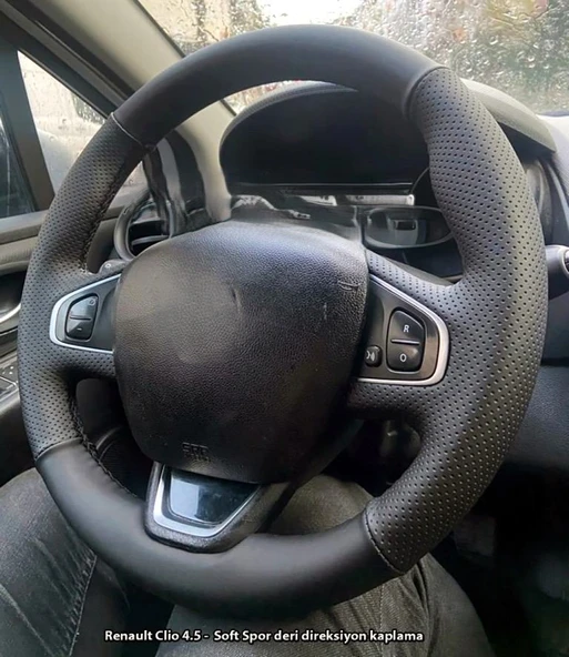 Clio 4 Faz 2 Araca Özel Direksiyon Kılıfı SOFT NOKTA BENTLEY SİYAH İP ürün görseli