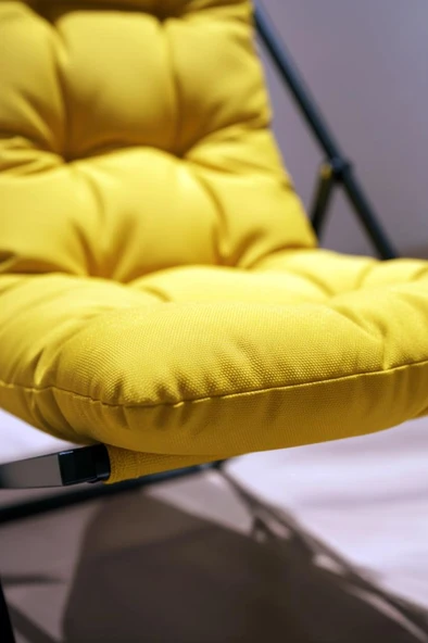 Napper Katlanabilir Sarı Şezlong - Su Geçirmez Kumaş, Metal İskelet, Balkon ve Bahçe Sandalyesi - Resim 5