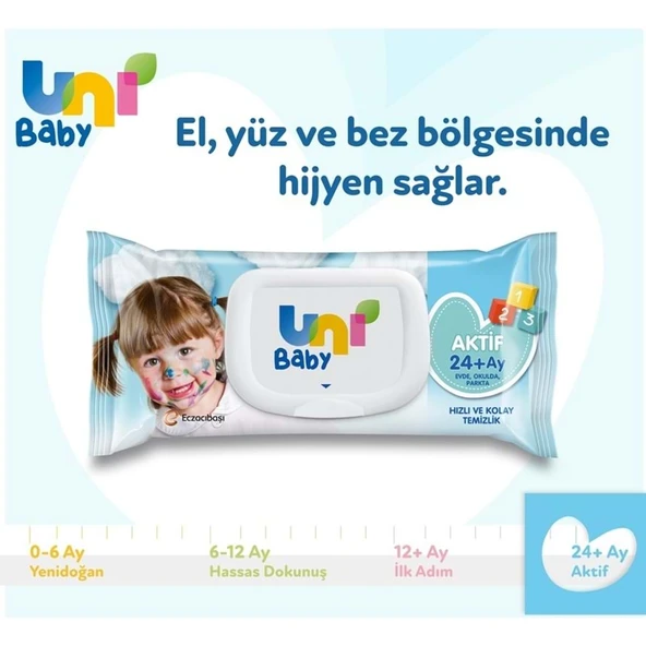 Uni Baby Islak Havlu Mendil 72 Yaprak Aktif (2 Li Set) 144 Yaprak Plastik Kapaklı - 4