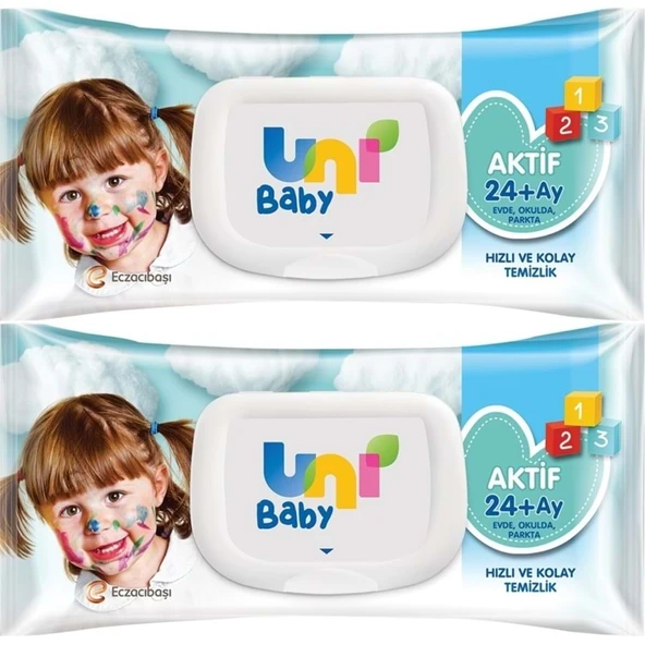 Uni Baby Islak Havlu Mendil 72 Yaprak Aktif (2 Li Set) 144 Yaprak Plastik Kapaklı - 1